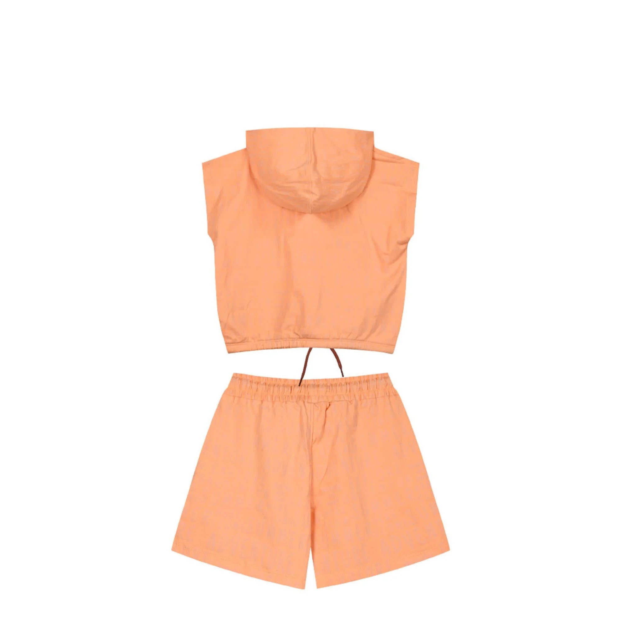 Energiers Kids' Sleeveless Hoodie and Shorts Set in Orange Color