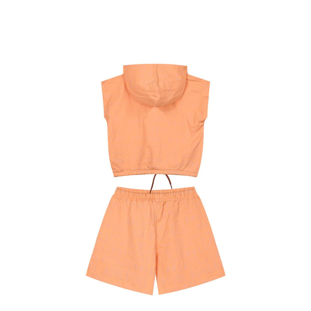 Energiers Kids' Sleeveless Hoodie and Shorts Set in Orange Color