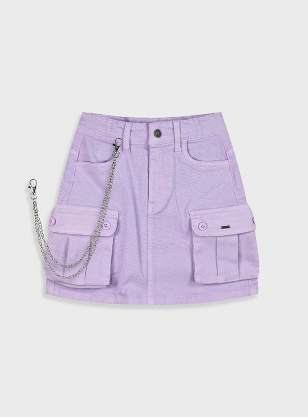 Παιδική φούστα Energiers σε λιλά χρώμα με cargo τσέπες και διακοσμητική αλυσίδα