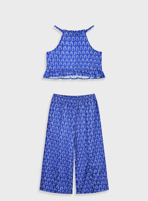 Παντελόνα Energiers με λάστιχο και μπλε λευκό σχέδιο βεντάλιας