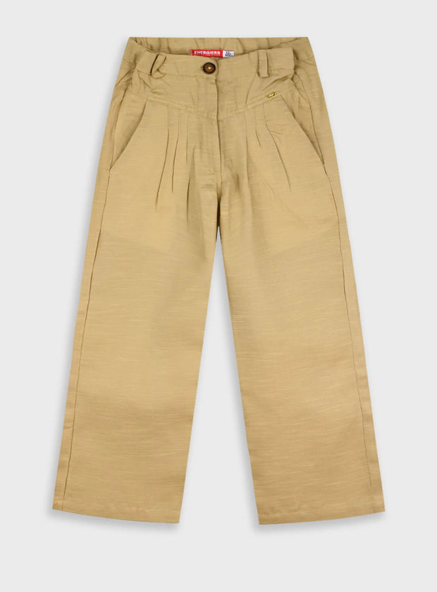 Παιδικό παντελόνι Energiers wide-leg σε μπεζ χρώμα με πιέτες και λάστιχο στη μέση.