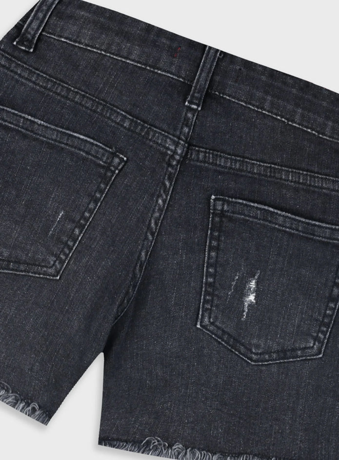 Παιδικό τζιν σορτσάκι Energiers σε μαύρη used απόχρωση με σκισίματα και ξεφτισμένο τελείωμα