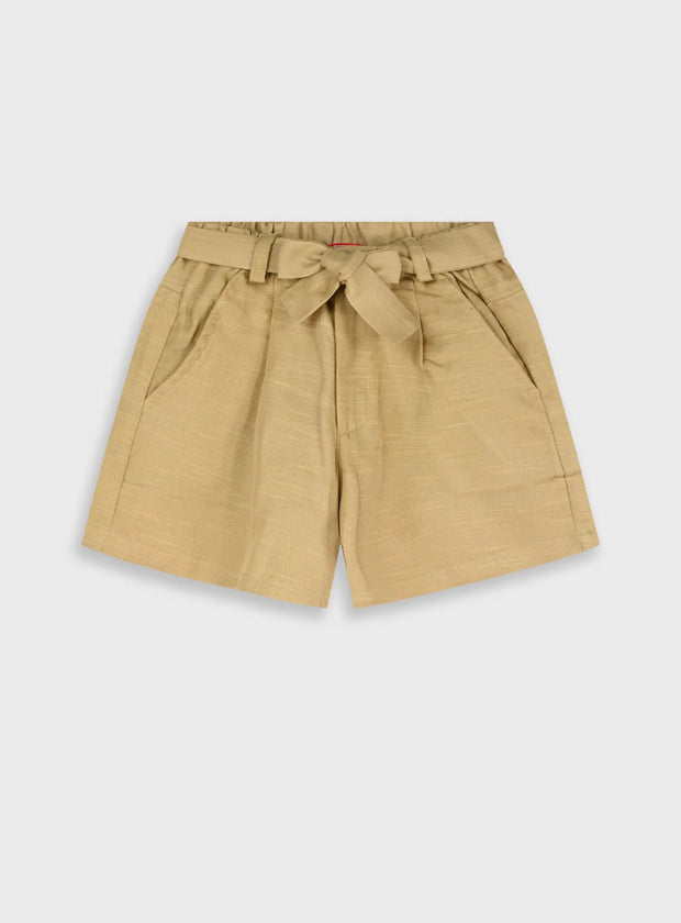 Energiers παιδικό χακί σορτσάκι για κορίτσι με ζώνη και φιόγκο