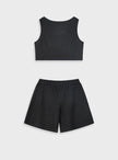 Μαύρο παιδικό καλοκαιρινό σετ Energiers για κορίτσια με ριμπ μπουστάκι και ασορτί σορτσάκι