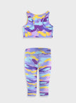 Κοριτσίστικο αθλητικό σετ Energiers με πολύχρωμο τύπωμα, που περιλαμβάνει μπουστάκι και κολάν 3/4