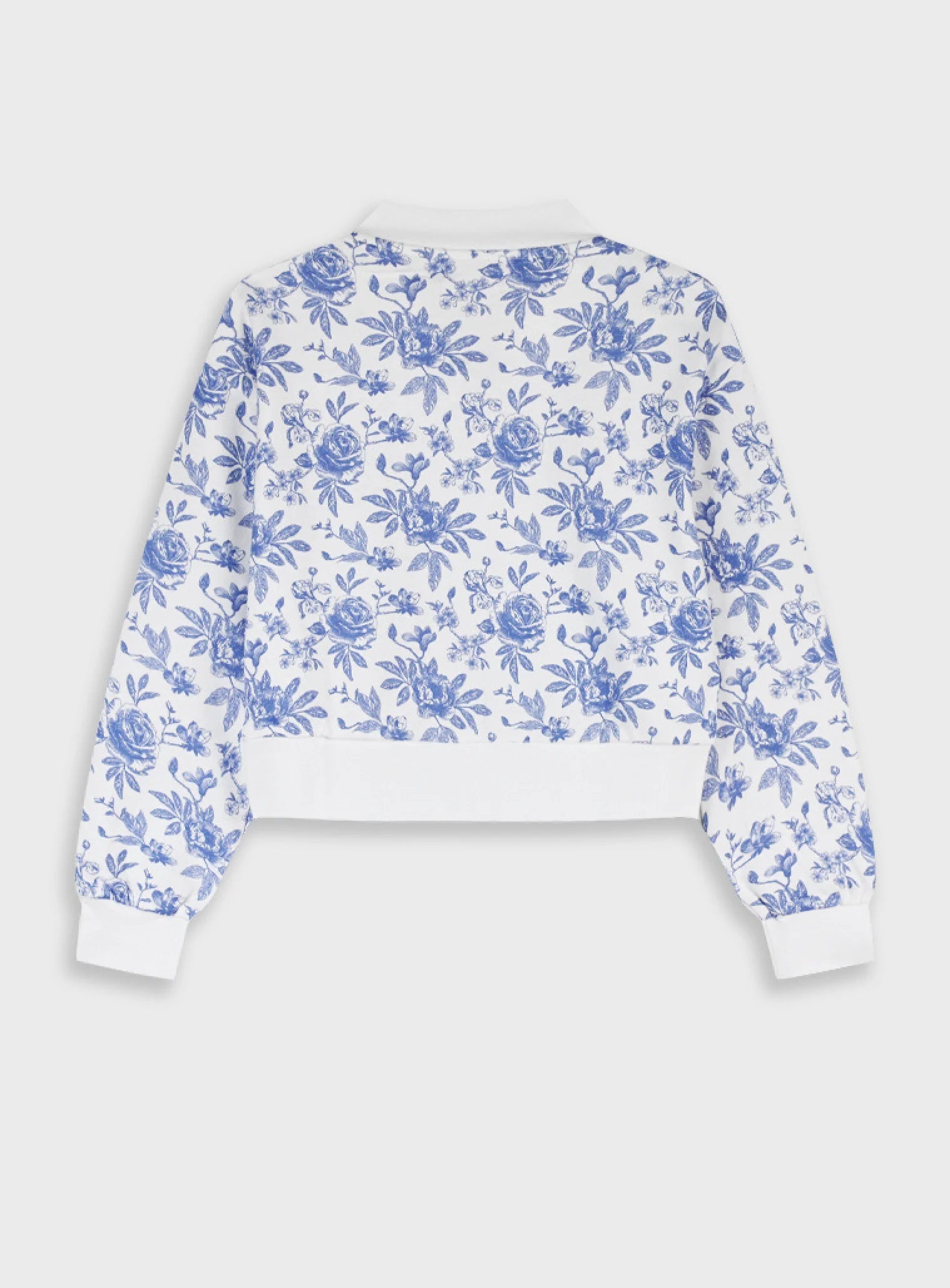 Energiers παιδικό crop jacket λευκό με σιέλ φλοράλ σχέδιο και μπροστινό φερμουάρ