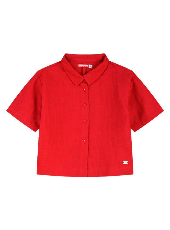 Energiers παιδικό κόκκινο πουκάμισο κοριτσιού με γιακά και κουμπιά μπροστά
