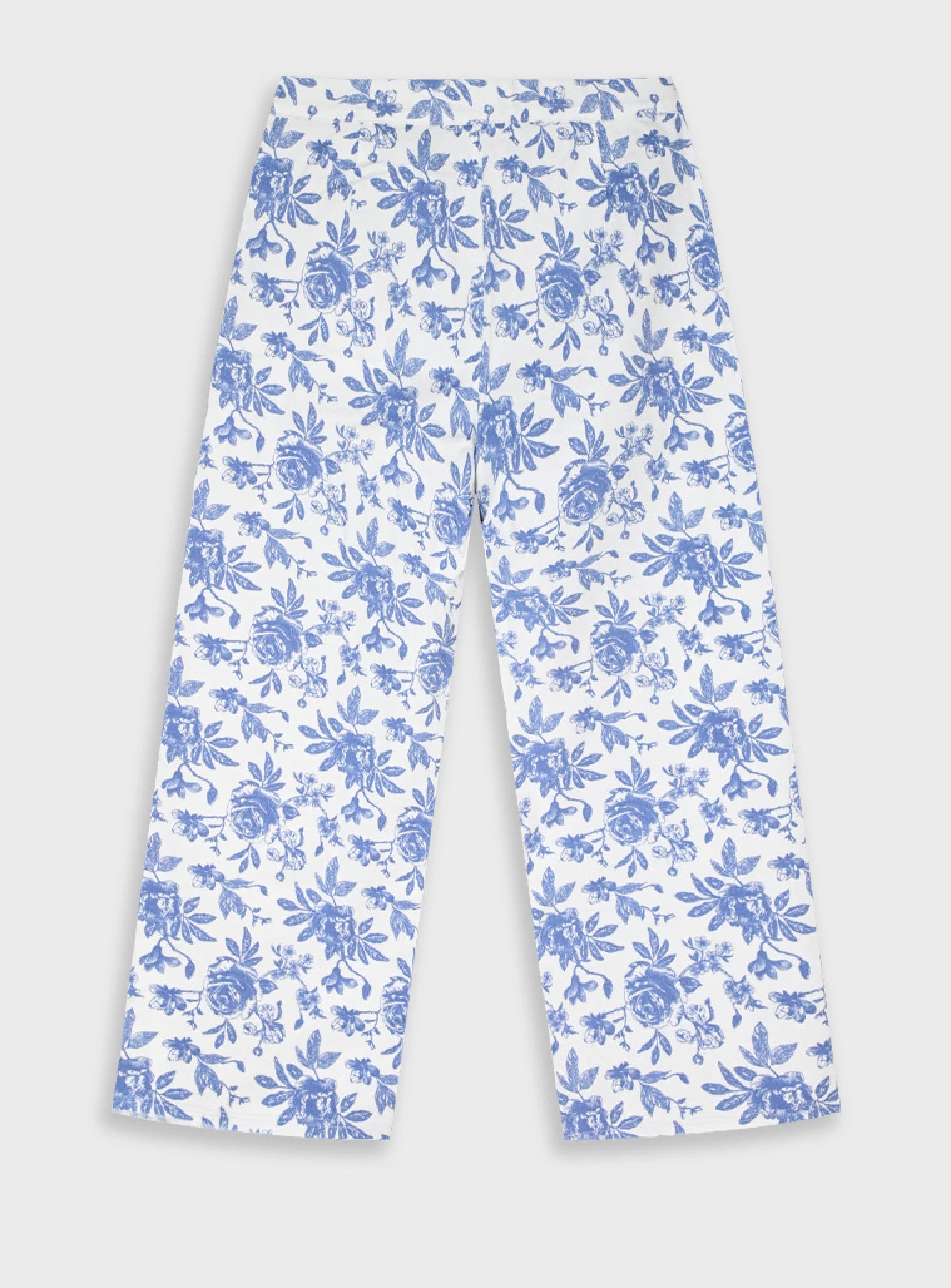 Energiers παιδική παντελόνα λευκή με σιέλ φλοράλ σχέδιο και φαρδιά γραμμή