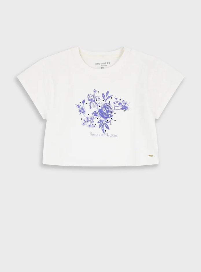Energiers παιδικό crop μπλουζάκι κοντομάνικο Riviera με floral τύπωμα για κορίτσι