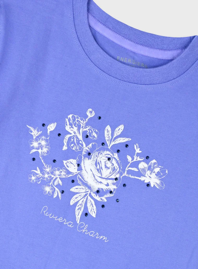 Energiers παιδικό κοντομάνικο crop μπλουζάκι Riviera με floral σχέδιο για κορίτσι