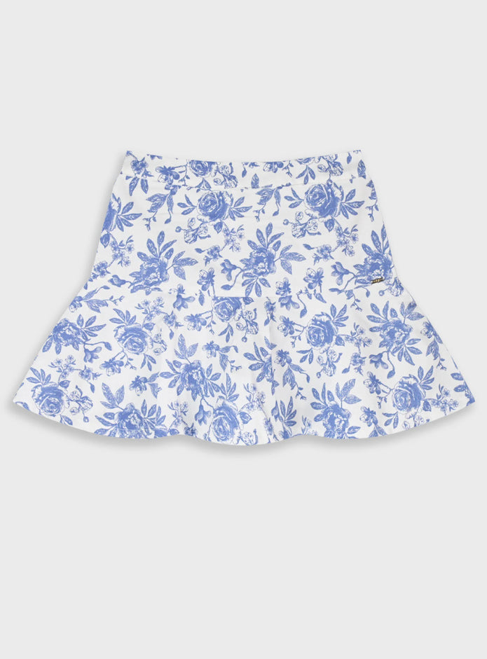 Energiers παιδική φούστα-σορτς λευκή με σιέλ φλοράλ σχέδιο και άνετη εφαρμογή