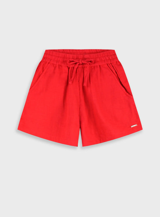 Energiers παιδικό κόκκινο σορτσάκι κοριτσιού με λάστιχο και κορδόνι στη μέση