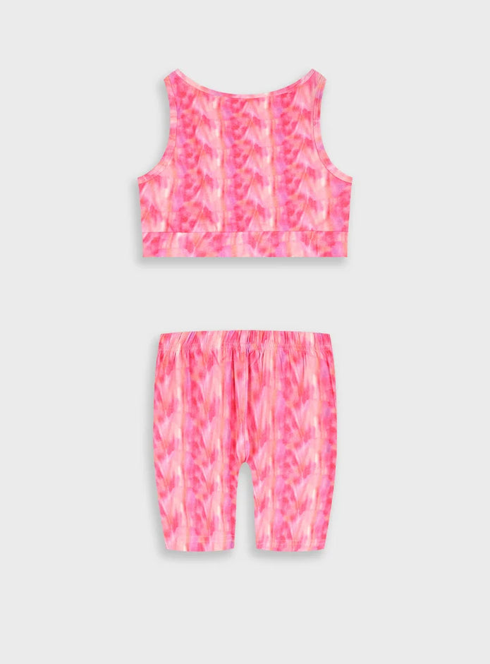 παιδικό σετ Energiers tie dye ροζ crop top και κολάν σορτσάκι 95% βαμβάκι 5% ελαστάνη