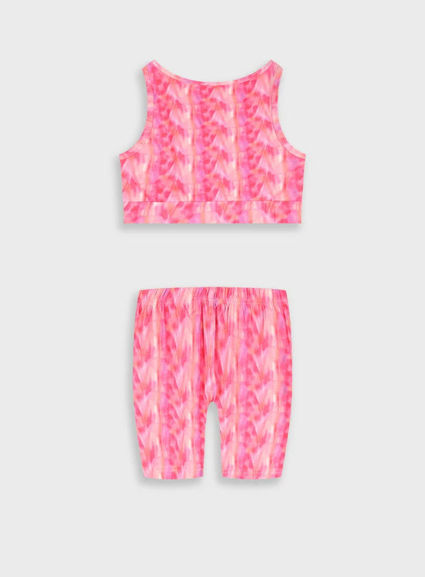 παιδικό σετ Energiers tie dye ροζ crop top και κολάν σορτσάκι 95% βαμβάκι 5% ελαστάνη