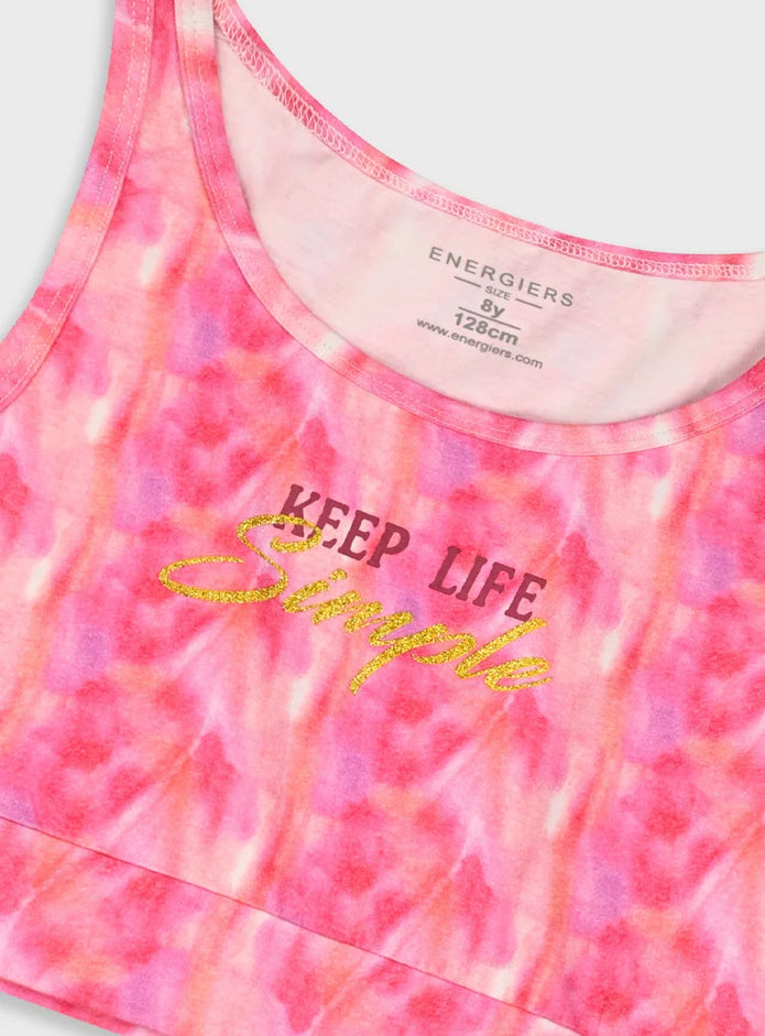 παιδικό σετ Energiers tie dye ροζ crop top και κολάν σορτσάκι 95% βαμβάκι 5% ελαστάνη