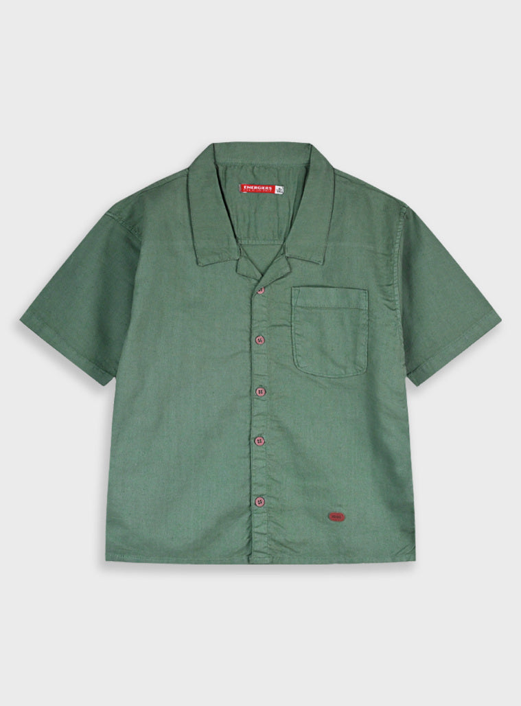 Παιδικό κοντομάνικο πουκάμισο Energiers χακί πράσινο του δάσους με τσέπη