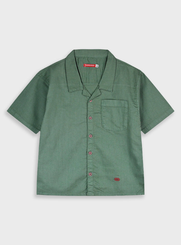Παιδικό κοντομάνικο πουκάμισο Energiers χακί πράσινο του δάσους με τσέπη