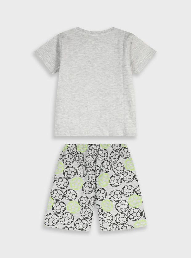 Παιδική πυτζάμα Energiers Sweet Dreams αγόρι γκρι μελανζέ GOAL με σορτσάκι μπάλες ποδοσφαίρου