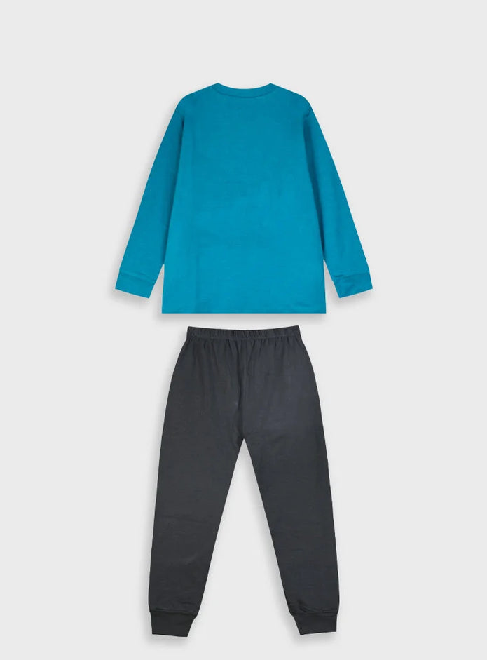 παιδική πιτζάμα αγόρι Energiers πετρόλ με στάμπα βουνό και ανθρακί παντελόνι