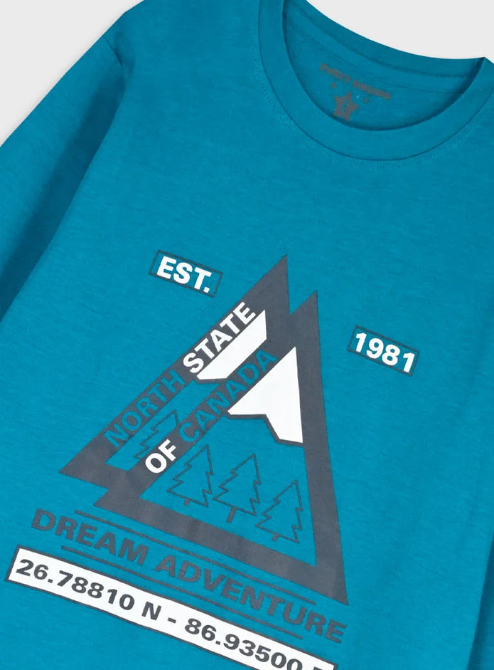 παιδική πιτζάμα αγόρι Energiers πετρόλ με στάμπα βουνό και ανθρακί παντελόνι