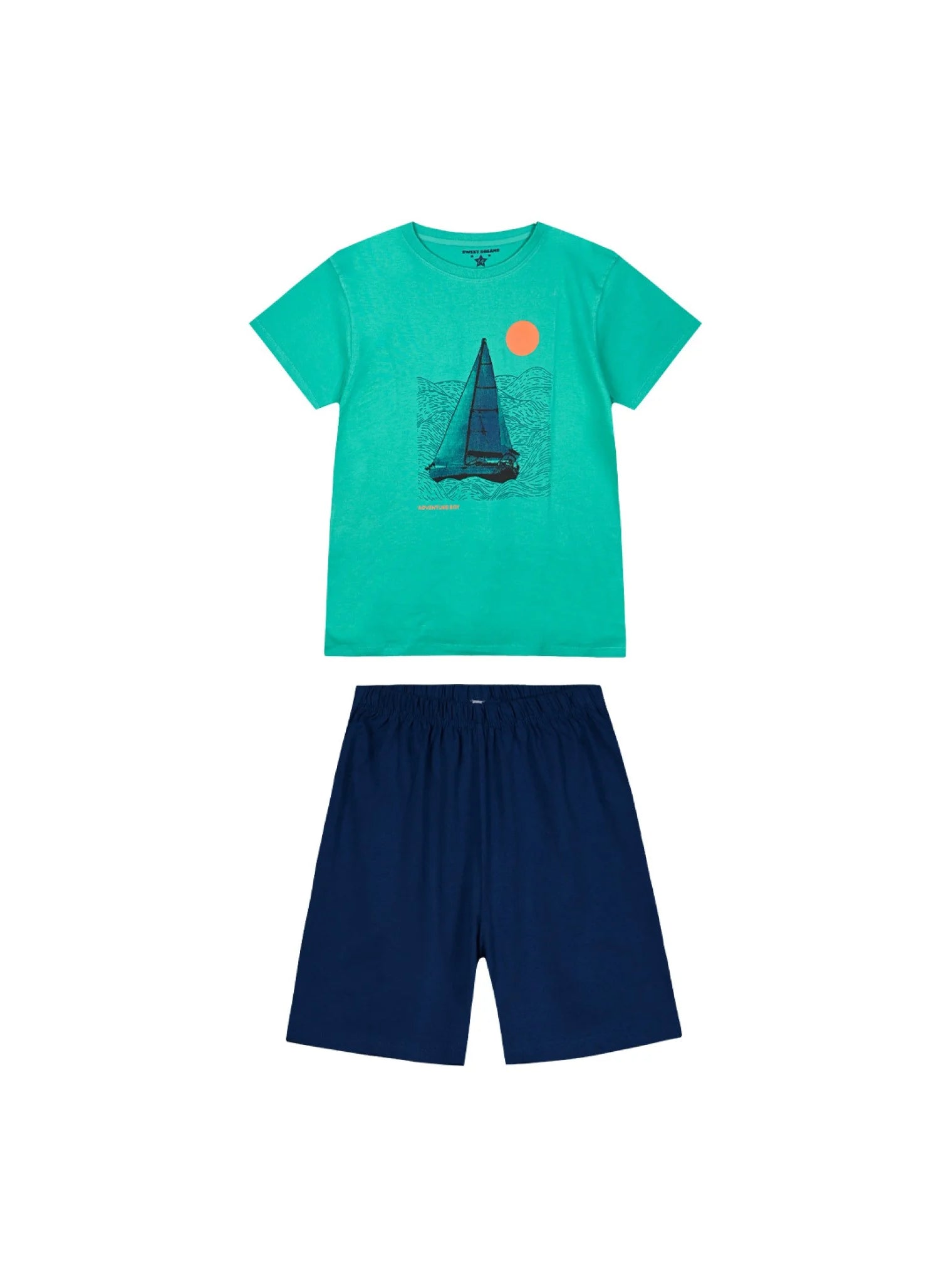 Παιδική πυτζάμα Energiers αγόρι πράσινη Adventure Boy με μπλε σορτσάκι