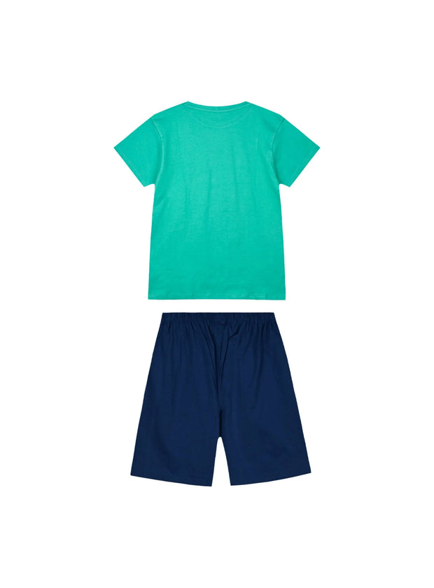 Παιδική πυτζάμα Energiers αγόρι πράσινη Adventure Boy με μπλε σορτσάκι