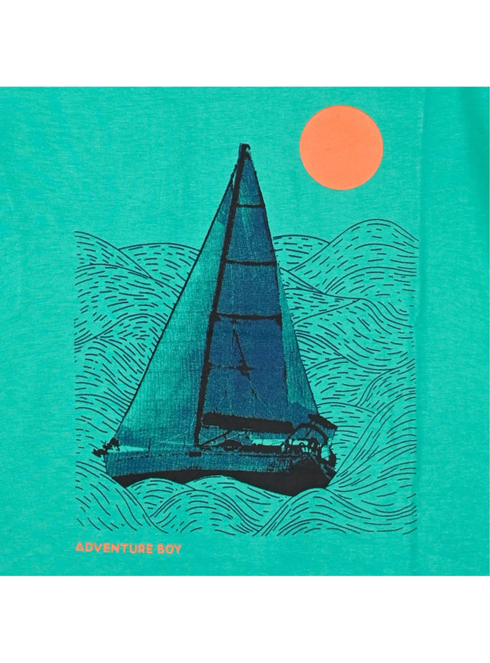 Παιδική πυτζάμα Energiers αγόρι πράσινη Adventure Boy με μπλε σορτσάκι