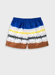 Παιδικό μαγιό σορτσάκι Swimmy με tie-dye ρίγες σε μπλε, καφέ και κίτρινο χρώμα

