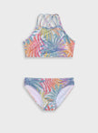 Παιδικό μπικίνι Energiers με πολύχρωμα τροπικά φύλλα και glitter παγιέτες