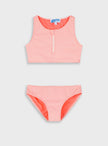 Παιδικό ροδακινί μπικίνι κοριτσιού Swimmy με ρίγες και φερμουάρ στο top

