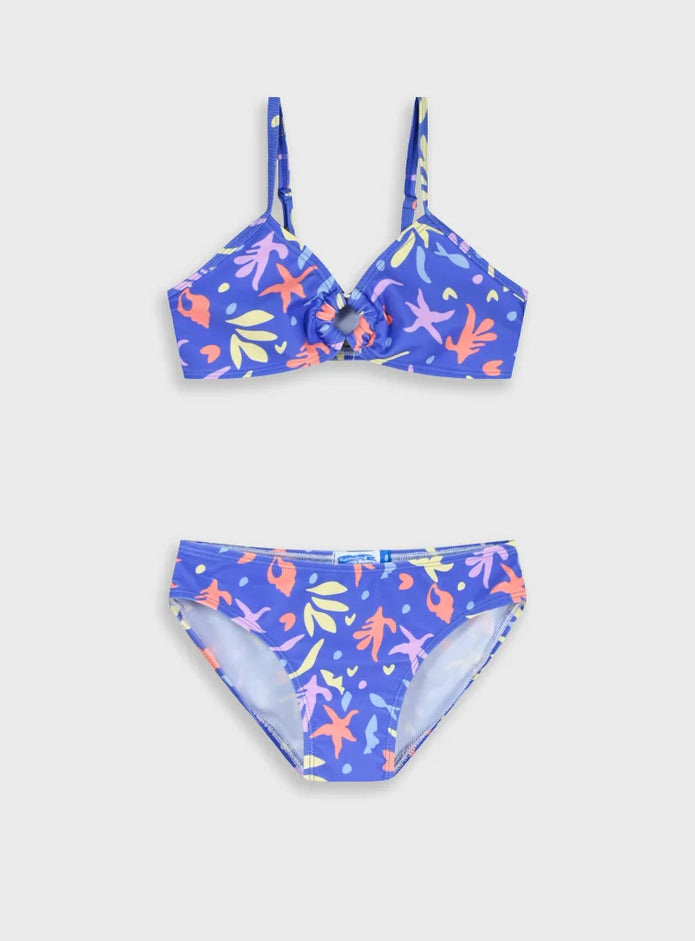 παιδικό μαγιό μπικίνι Energiers μπλε με πολύχρωμο tropical print κορίτσι