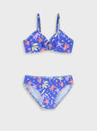 παιδικό μαγιό μπικίνι Energiers μπλε με πολύχρωμο tropical print κορίτσι