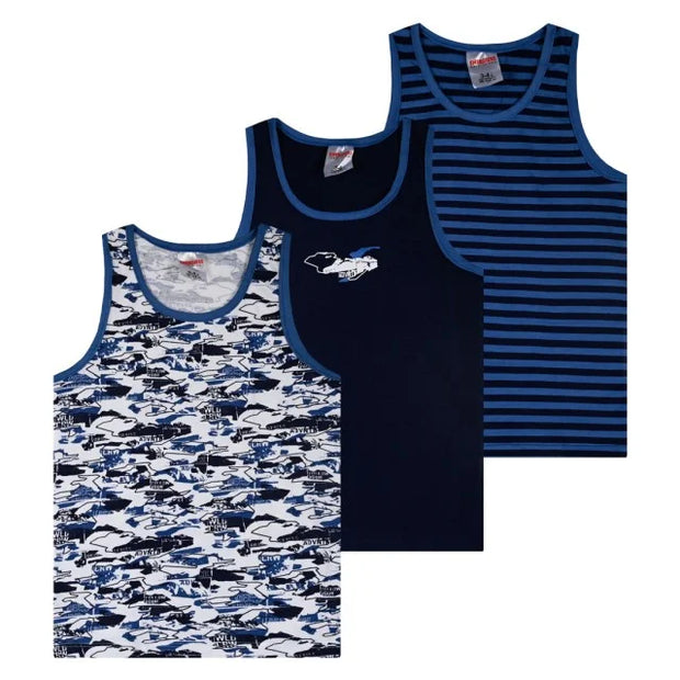 Energiers Set of 3 Kids' T-Shirts for Boys - Blue Shades