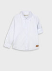 Boutique παιδικό πουκάμισο λευκό με γαλάζιο μικροσχέδιο 100% βαμβάκι