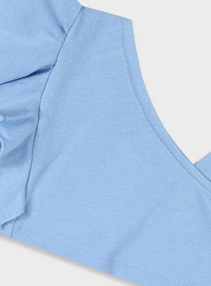 Γαλάζιο παιδικό σετ Energiers crop top έναν ώμο και σορτσάκι για κορίτσι

