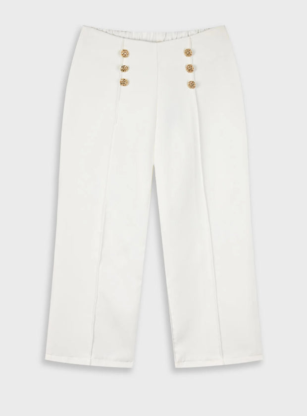 Παιδικό λευκό παντελόνι Energiers με χρυσά διακοσμητικά κουμπιά για κορίτσια

