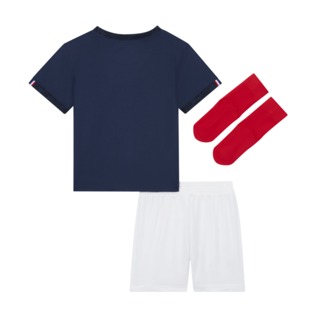 Nike παιδικό σετ ποδοσφαίρου Γαλλίας DN0903-410 με μπλε μπλούζα, λευκό σορτσάκι και κόκκινες κάλτσες