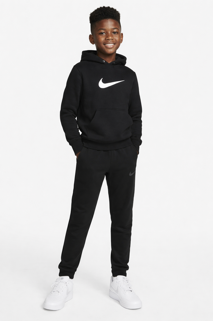 Nike παιδικό παντελόνι φόρμας μαύρο με λάστιχο στο τελείωμα και πίσω τσέπη με φερμουάρ