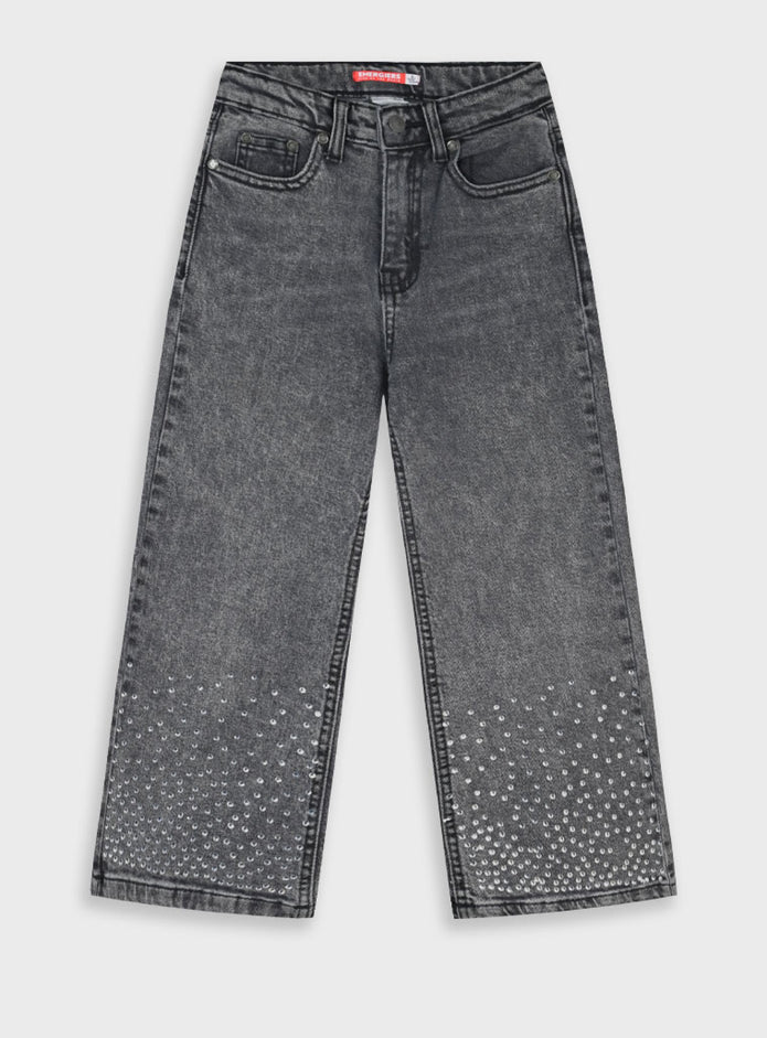 Παιδικό τζιν παντελόνι Energiers με στρασ σε ανθρακί χρώμα – μπροστινή όψη