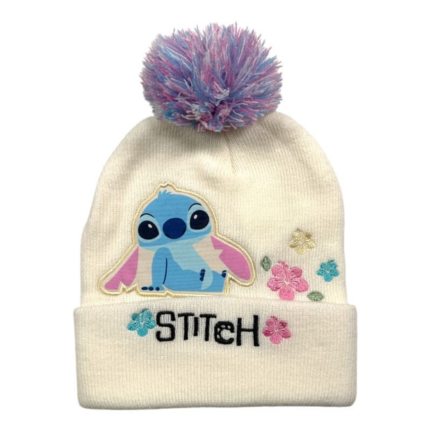  Πλεκτός Σκούφος "Stitch" με Χρωματιστό Πομ Πομ για κορίτσι 