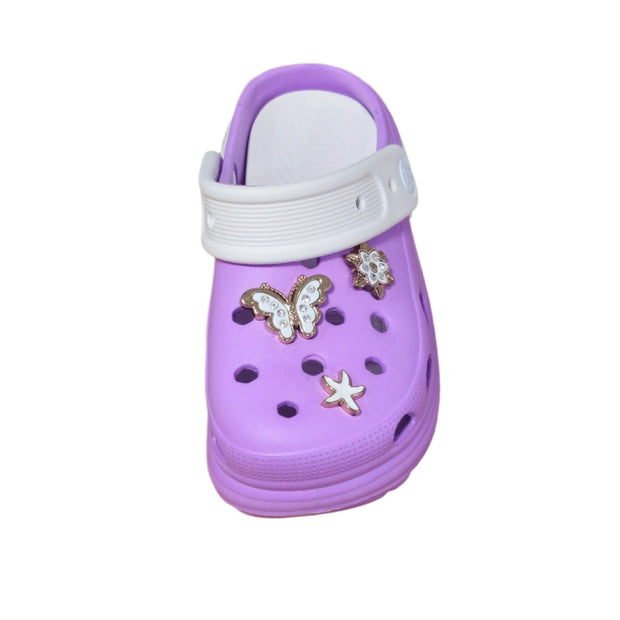 Παιδικές μωβ παντόφλες Twingo με charms και λευκό λουράκι
crocs