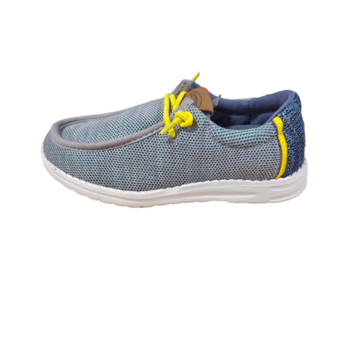 Παιδικά υφασμάτινα παπούτσια Carrera Jeans μπλε με κίτρινα κορδόνια και ετικέτα στη φτέρνα για αγόρι 

