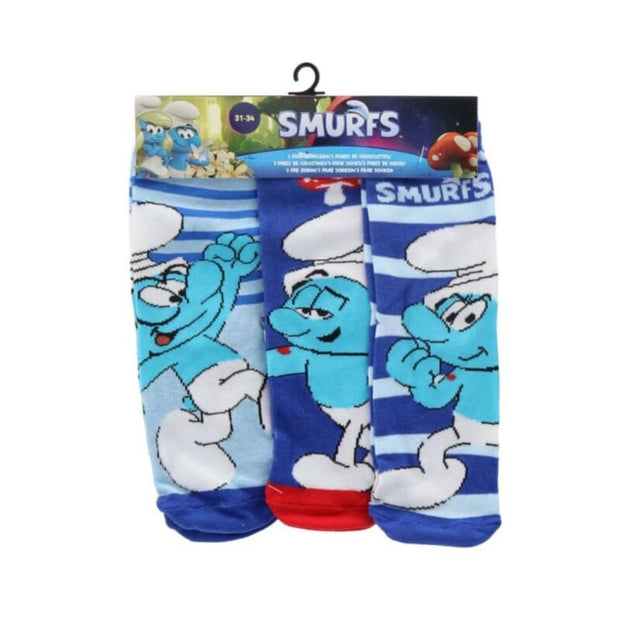Παιδικές κάλτσες The Smurfs στρουμφάκια σετ 3 τεμαχίων μπλε