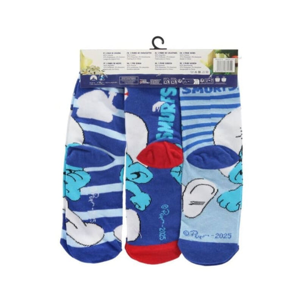 Παιδικές κάλτσες The Smurfs στρουμφάκια σετ 3 τεμαχίων μπλε