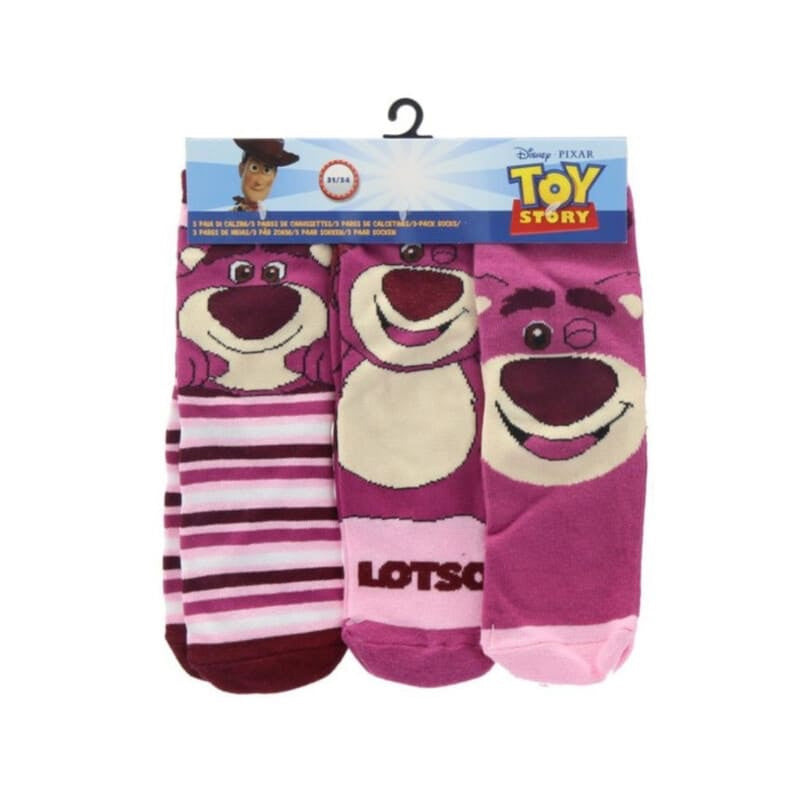 Παιδικές κάλτσες Toy Story Lotso σετ 3 τεμαχίων σε ροζ αποχρώσεις