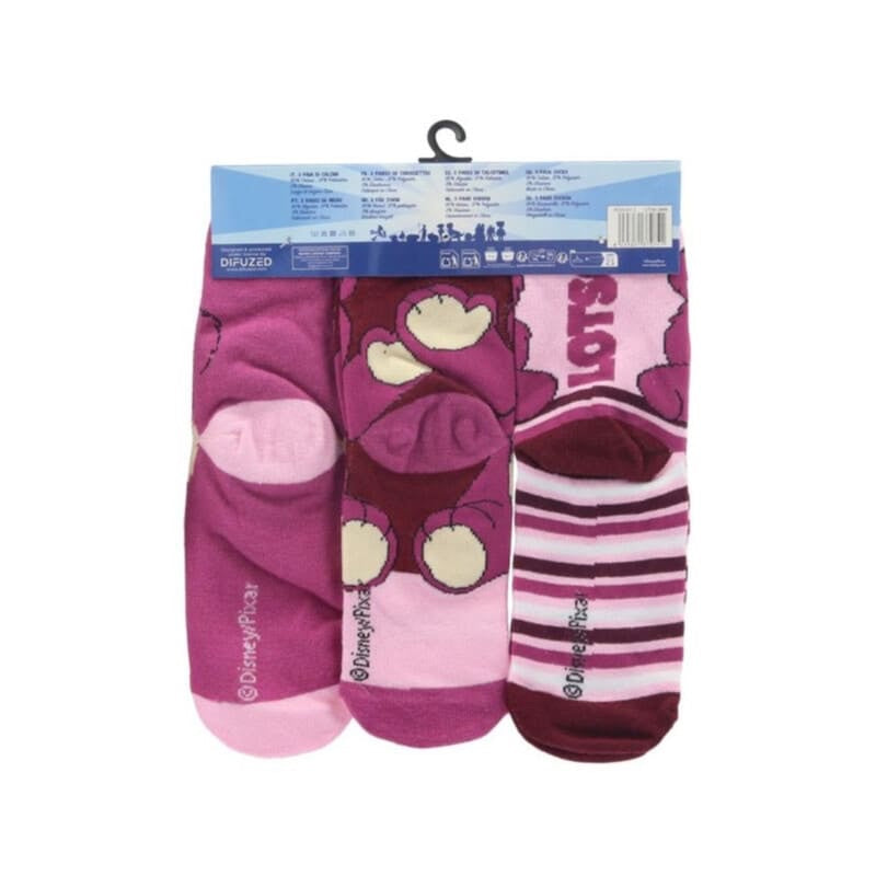Παιδικές κάλτσες Toy Story Lotso σετ 3 τεμαχίων σε ροζ αποχρώσεις