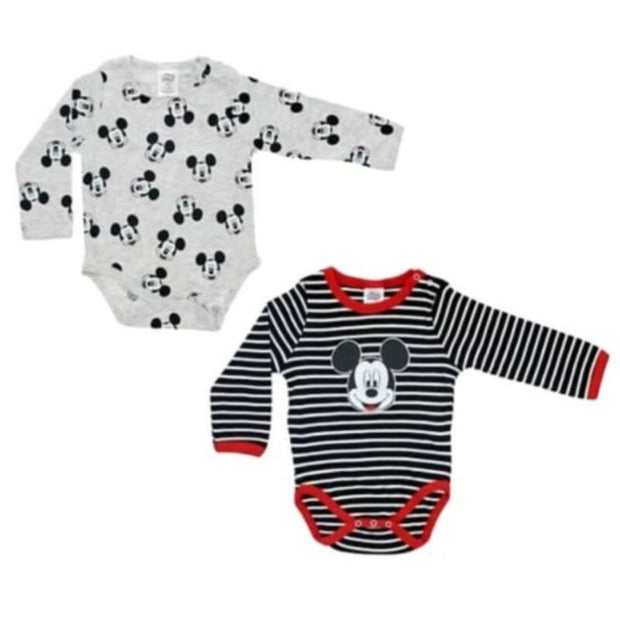 Βρεφικά κορμάκια Disney Baby Mickey Mouse σετ 2 τεμαχίων μακρυμάνικα
