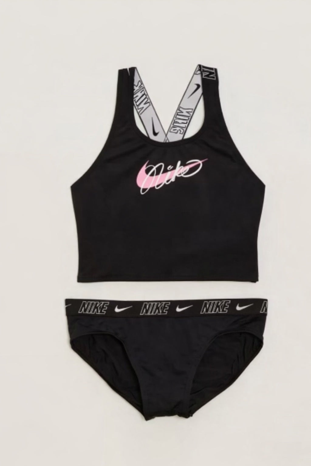 Nike παιδικό μαύρο μαγιό μπικίνι με λογότυπο και ελαστικές τιράντες