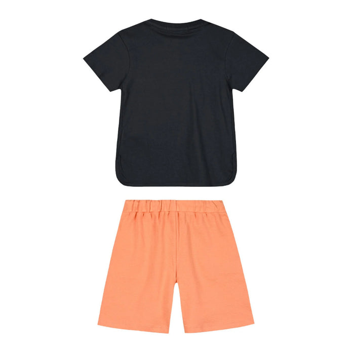 Energiers Σετ Παιδικό - Μπλουζάκι Μαύρο με Τυπώματα & Πορτοκαλί Βερμούδα