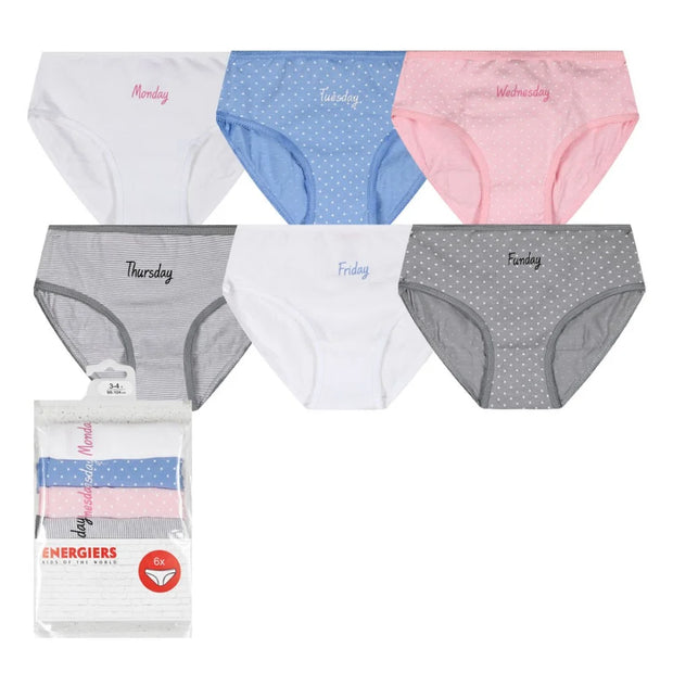 Σετ 6 τμχ κυλοτάκια για κορίτσι. Σετ παιδικά βρακάκια για κορίτσι με σχέδια και πουα